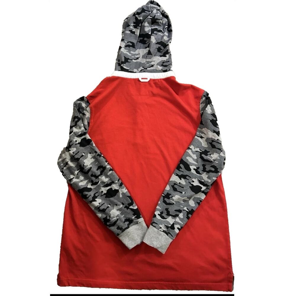 Club Room Mens Hoodie New Red Camouflage Red Pullover-Large